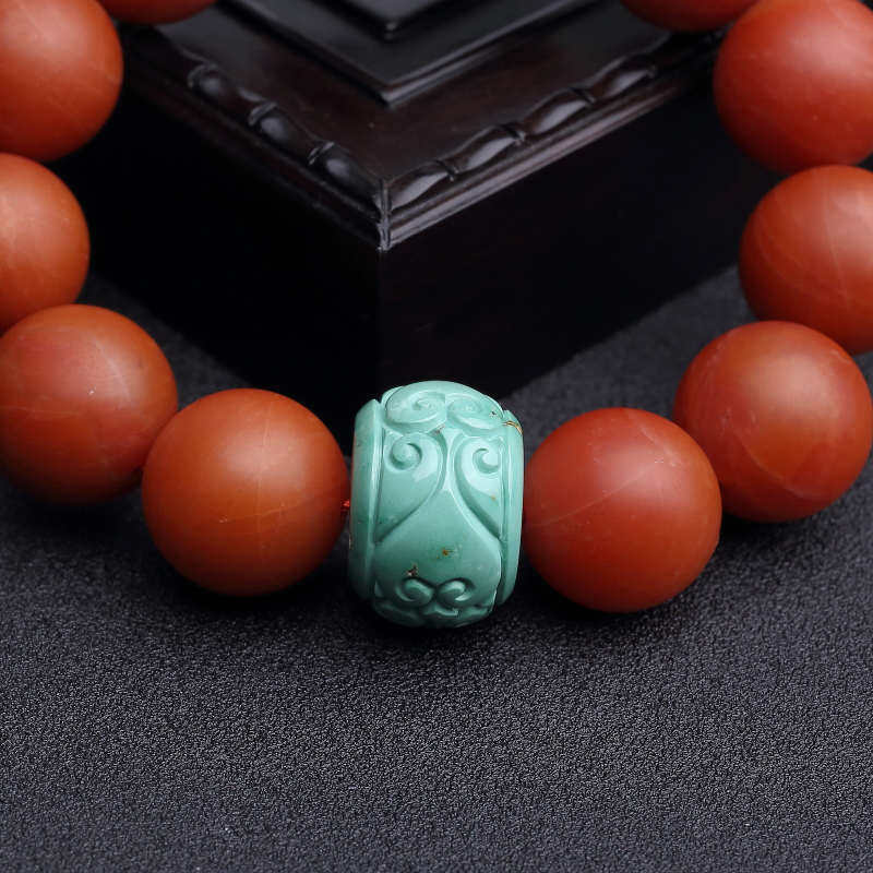 保山天然柿子红南红手串-红掌柜