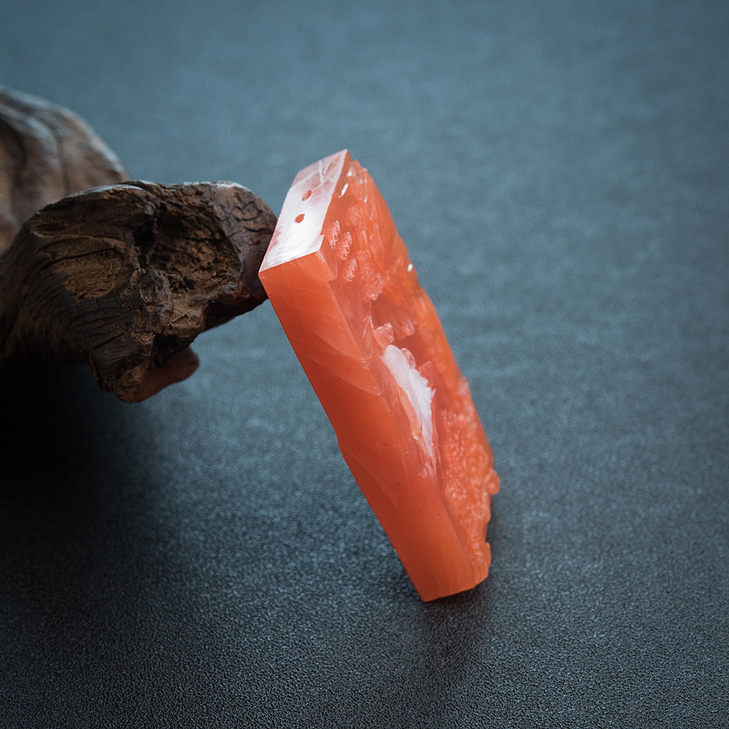 保山天然柿子红南红吊坠-红掌柜