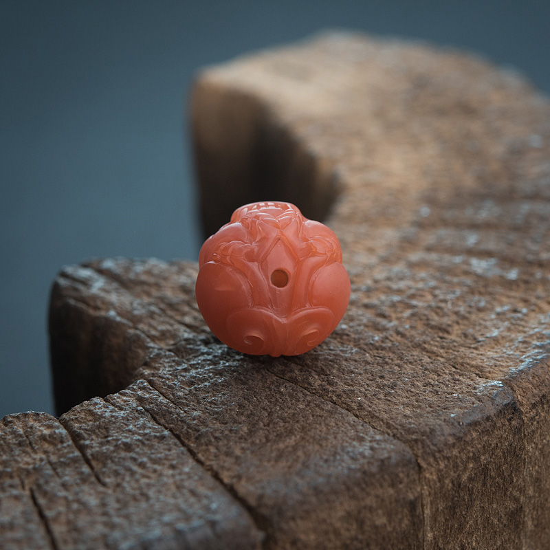 柿子红南红貔貅圆珠-红掌柜