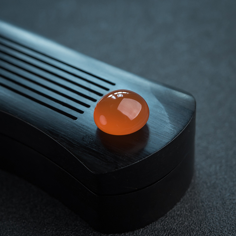 保山天然柿子红南红戒面-红掌柜