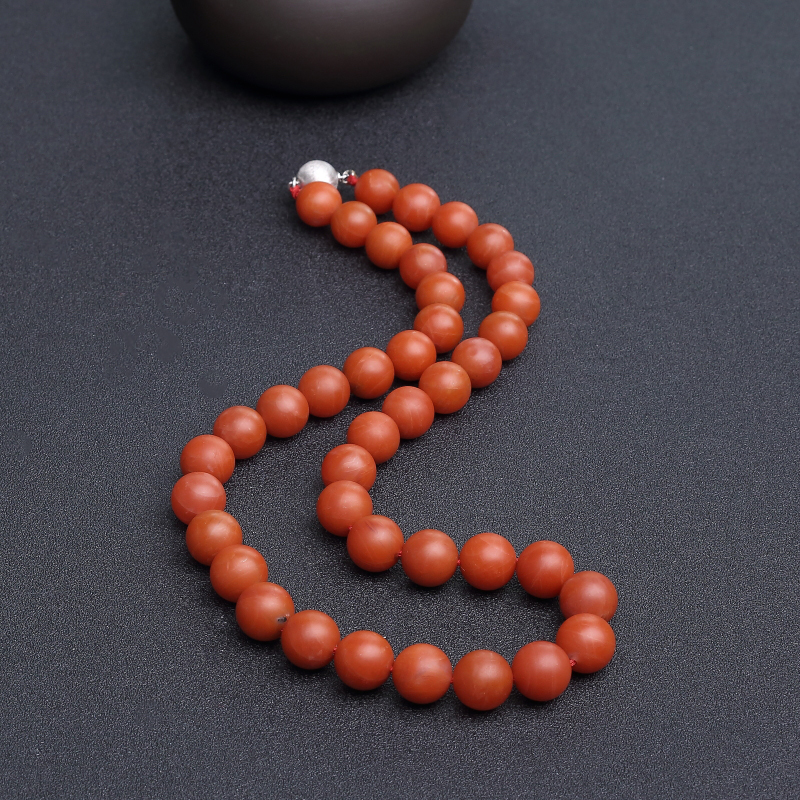 11.5mm柿子红南红项链-红掌柜