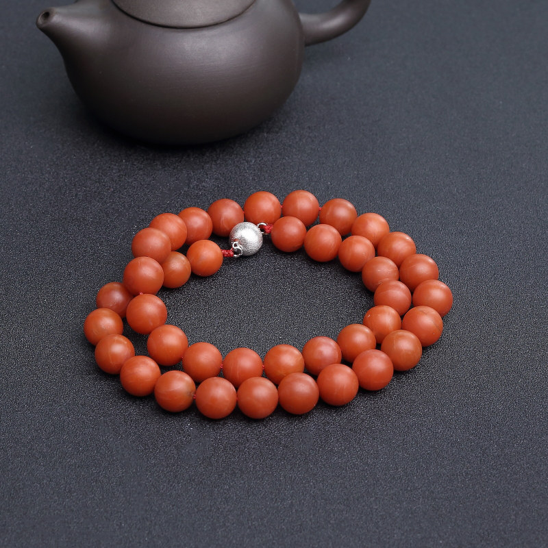保山11.5mm柿子红南红项链-红掌柜