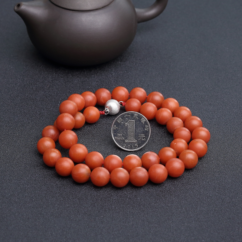 天然柿子红南红项链-红掌柜