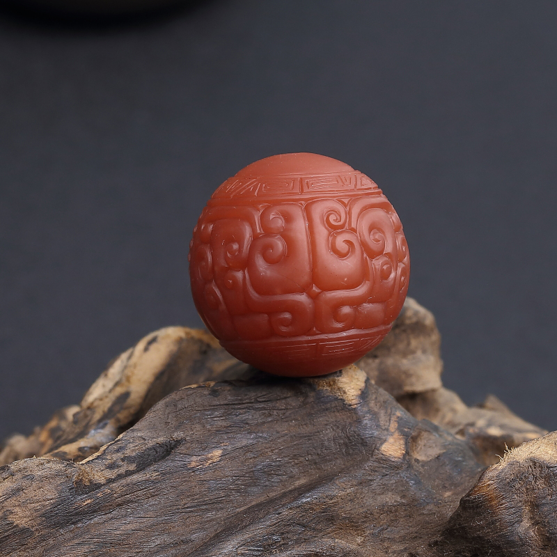 保山天然柿子红南红龙珠-红掌柜