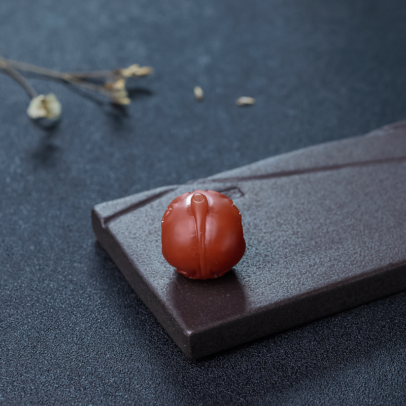 保山天然南红貔貅珠-红掌柜