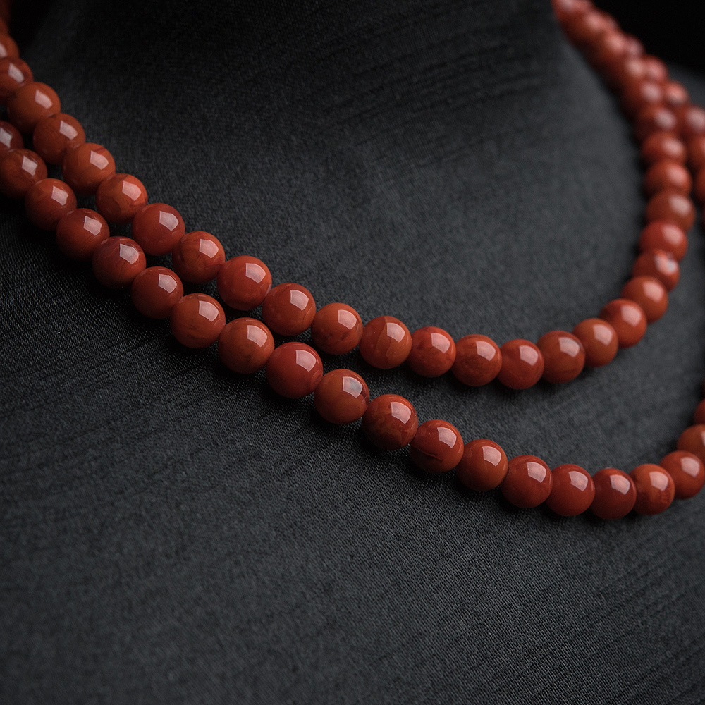 天然火焰纹南红佛珠-红掌柜