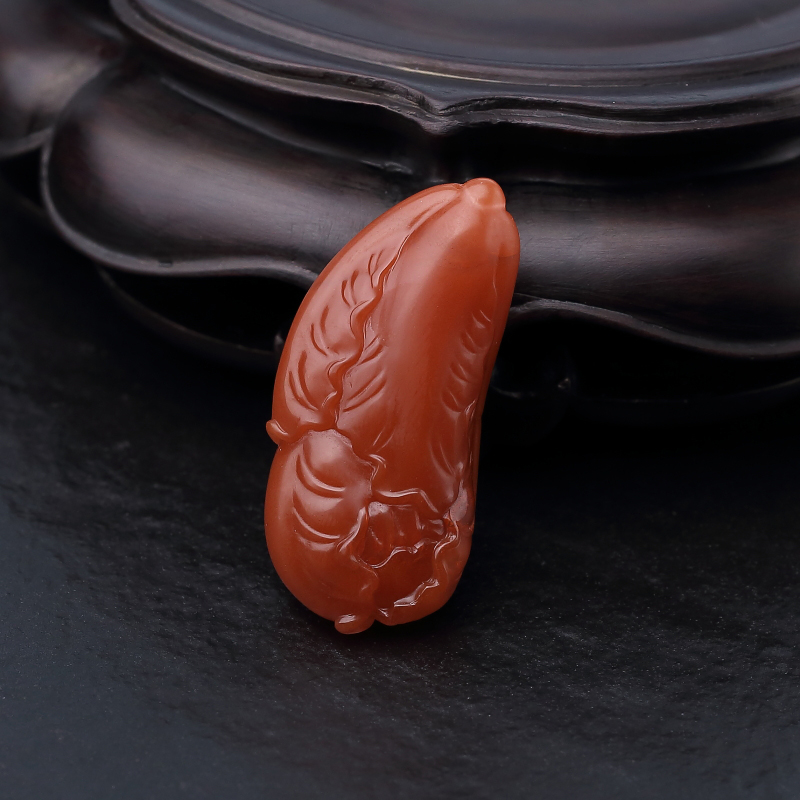 川料天然南红白菜吊坠-红掌柜