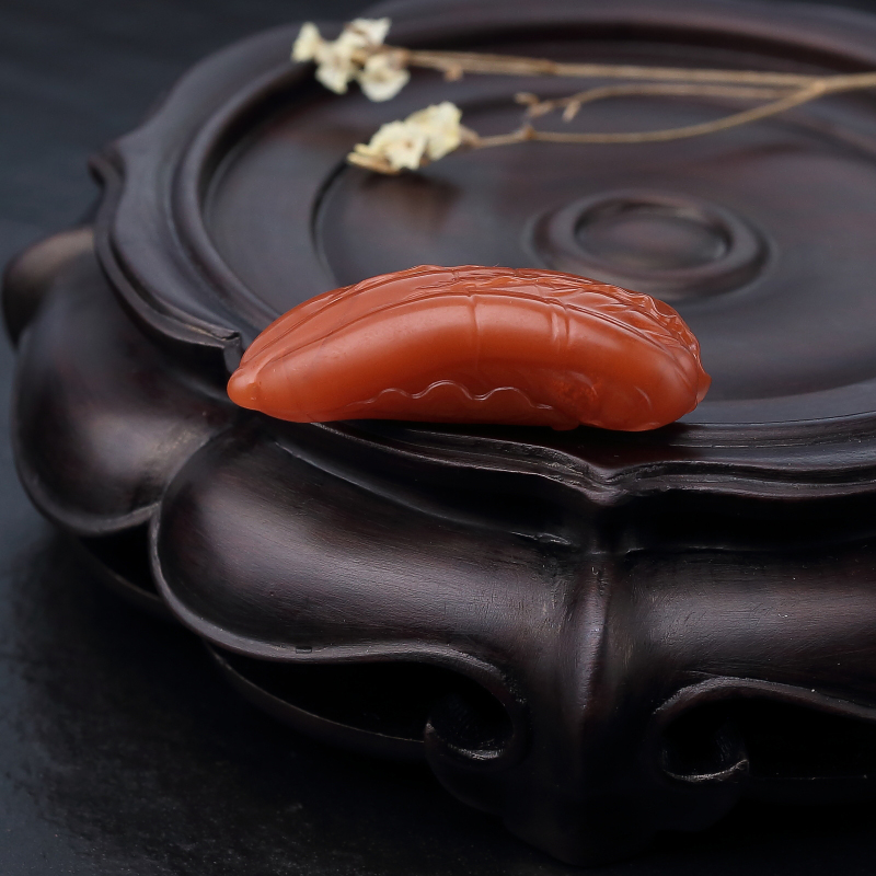 川料天然柿子红南红吊坠-红掌柜