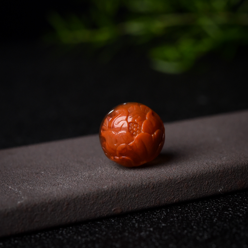 南红雕花圆珠套装-红掌柜