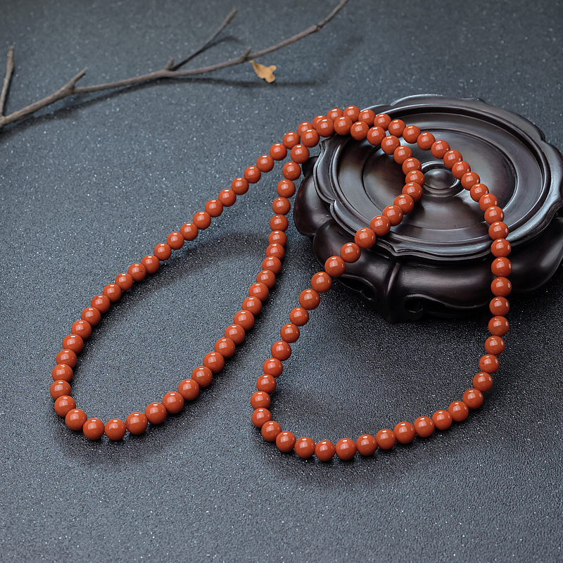 柿子红南红108佛珠-红掌柜