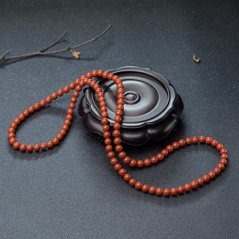 8mm南红108佛珠-红掌柜