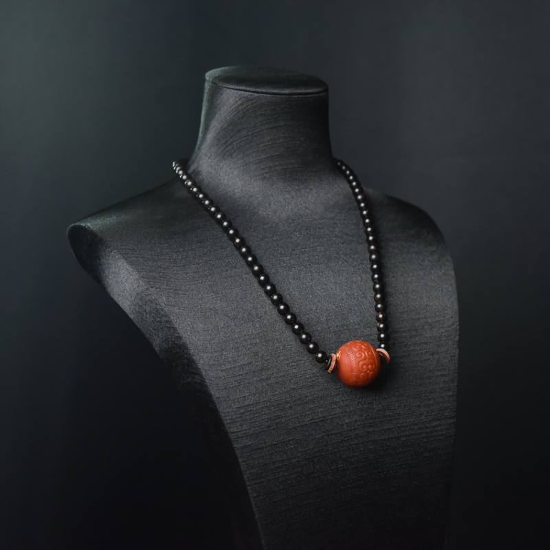天然南红回纹珠项链-红掌柜