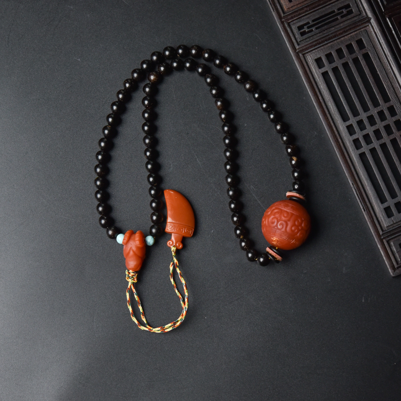 保山南红回纹珠项链-红掌柜