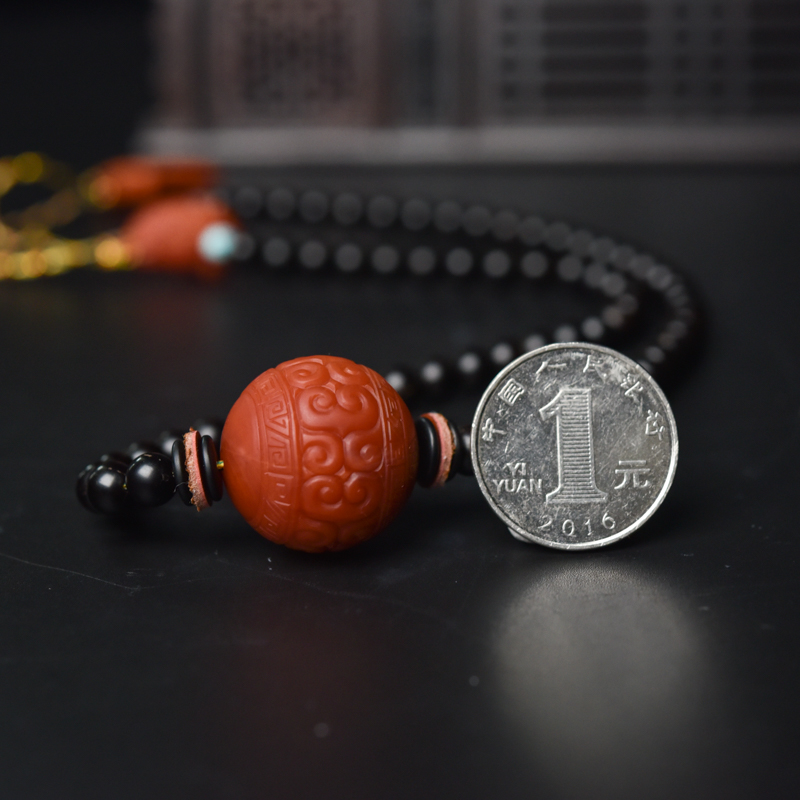 云南保山南红回纹珠项链-红掌柜