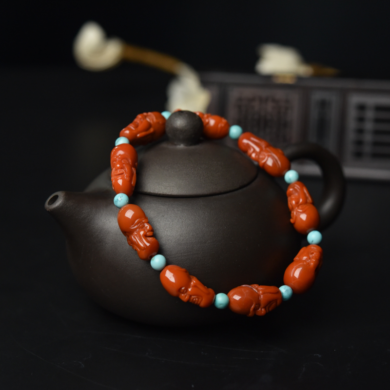 柿子红南红罗汉头单圈手串-红掌柜