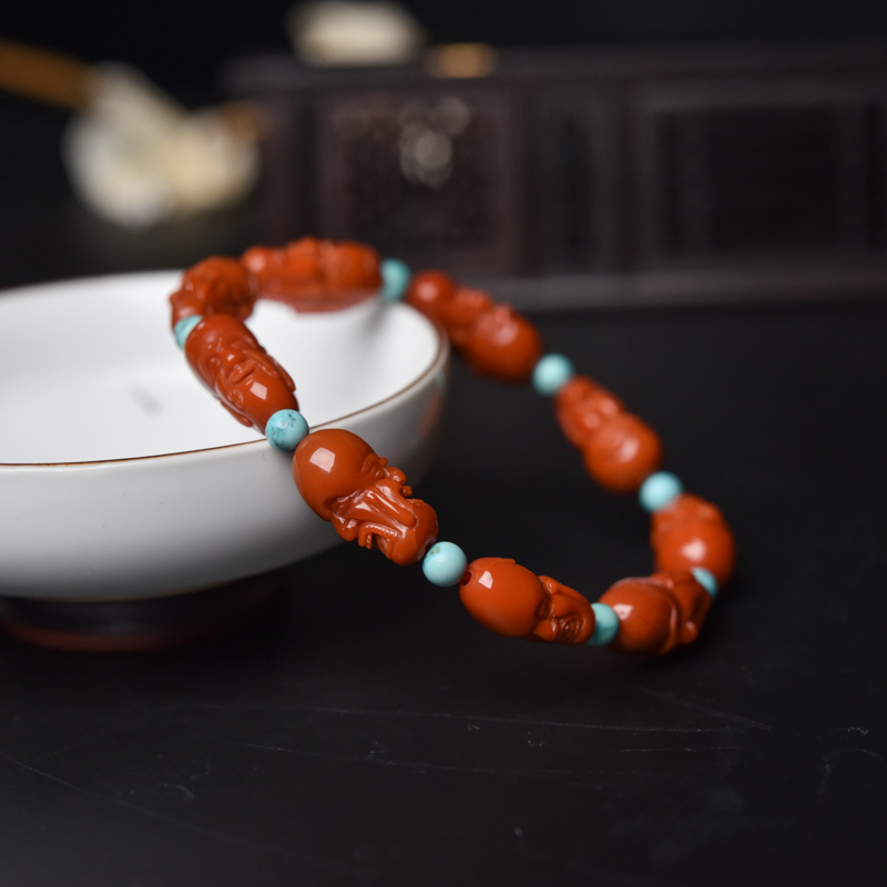 南红罗汉头单圈手串-红掌柜