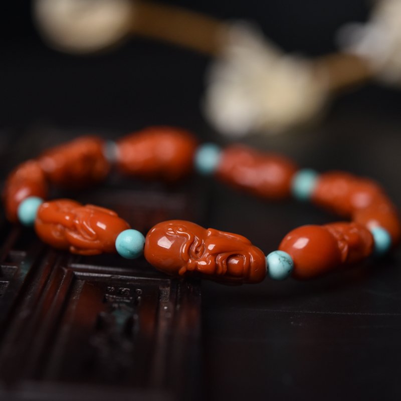天然南红罗汉头单圈手串-红掌柜
