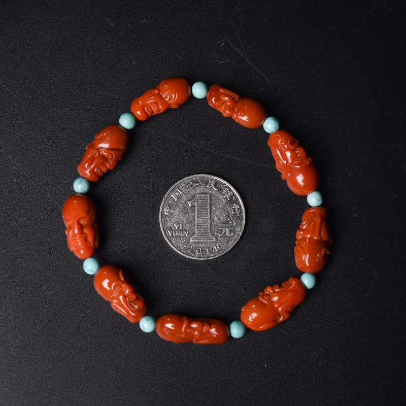 四川天然南红罗汉头单圈手串-红掌柜
