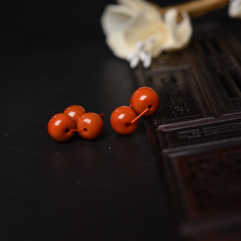 天然南红苹果珠套装(五件)-红掌柜