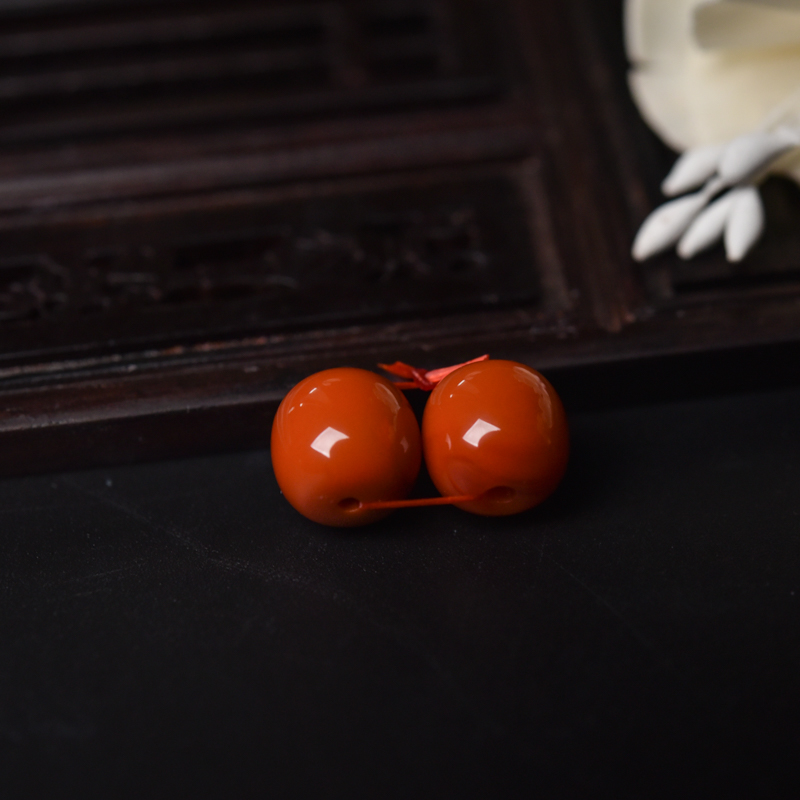 天然柿子红南红苹果珠套装-红掌柜