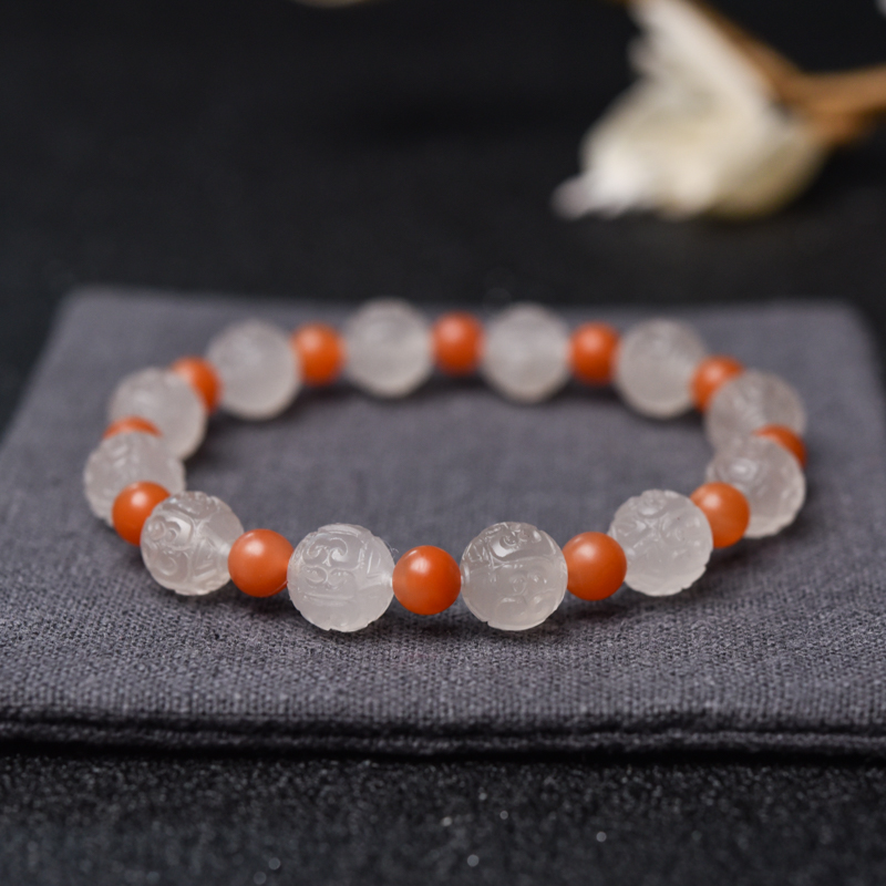 南红回纹珠手串-红掌柜