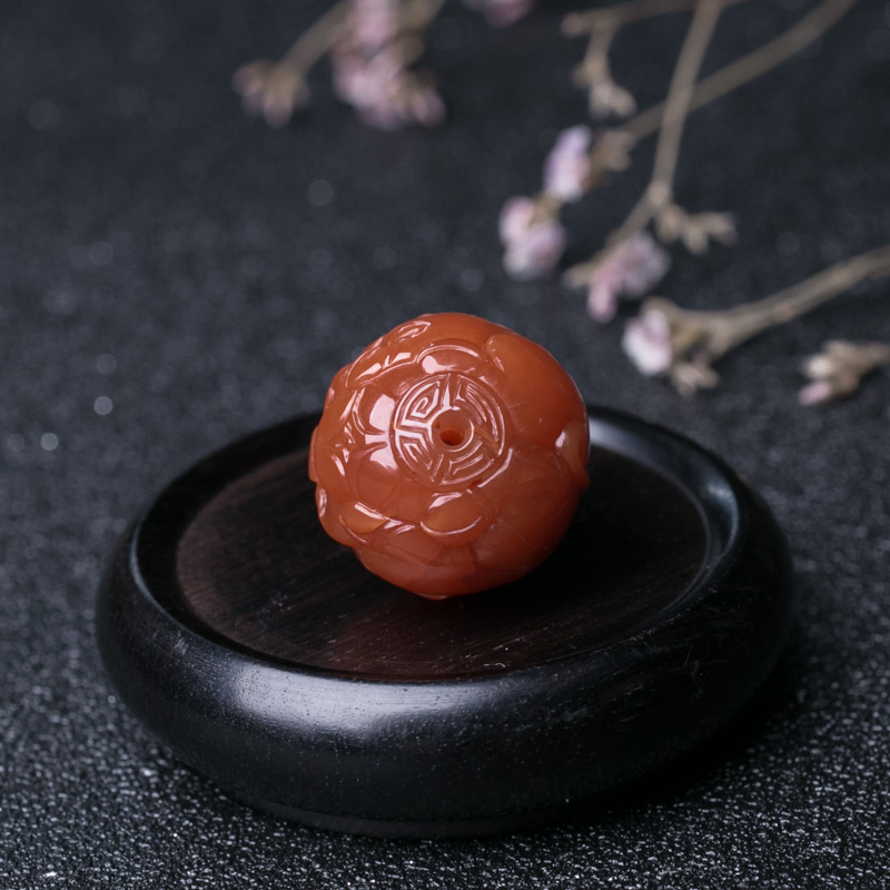 南红招财猪圆珠-红掌柜