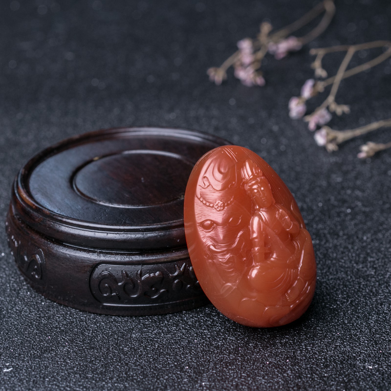 南红普贤菩萨吊坠-红掌柜