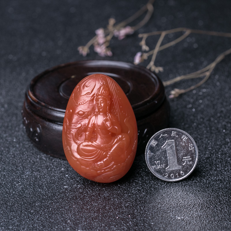 四川南红普贤菩萨吊坠-红掌柜