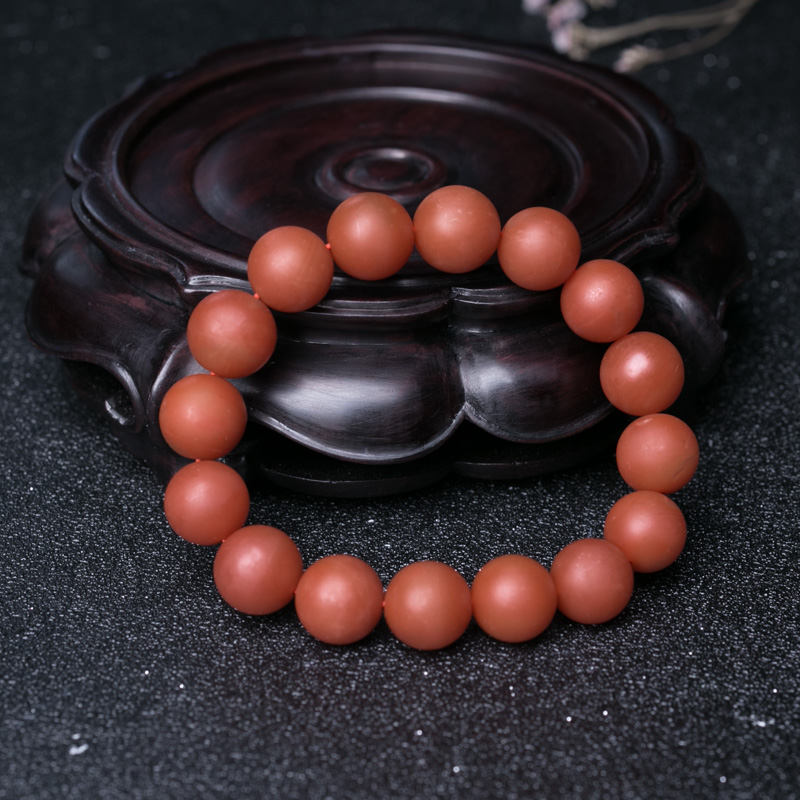 12.5mm柿子红南红单圈手串-红掌柜