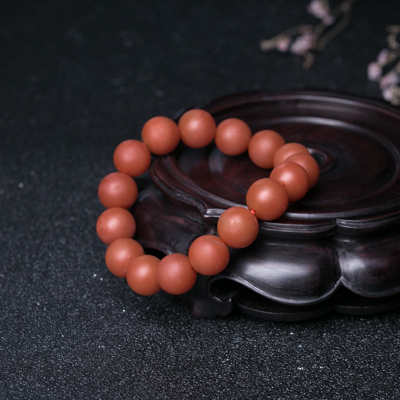 柿子红南红单圈手串-红掌柜