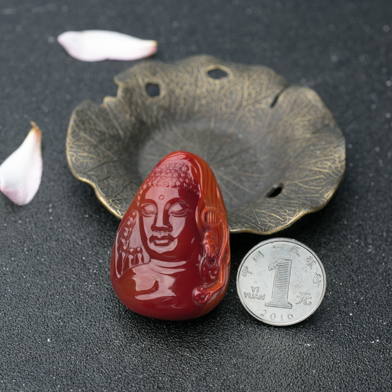 南红万佛朝宗吊坠-红掌柜