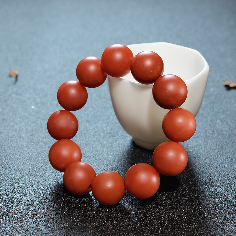 18mm柿子红南红单圈手串-红掌柜
