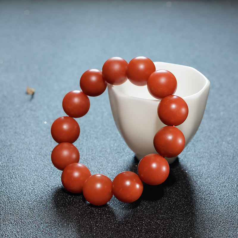 柿子红南红单圈手串-红掌柜