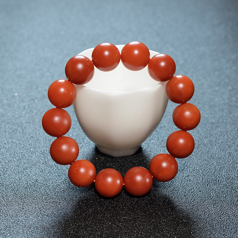 15.5mm柿子红南红单圈手串-红掌柜