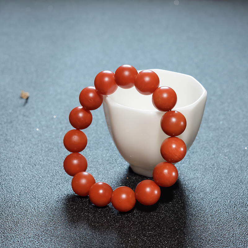 柿子红南红单圈手串-红掌柜