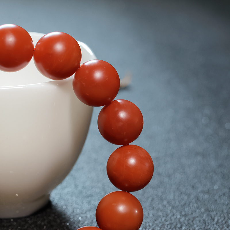 天然南红单圈手串-红掌柜