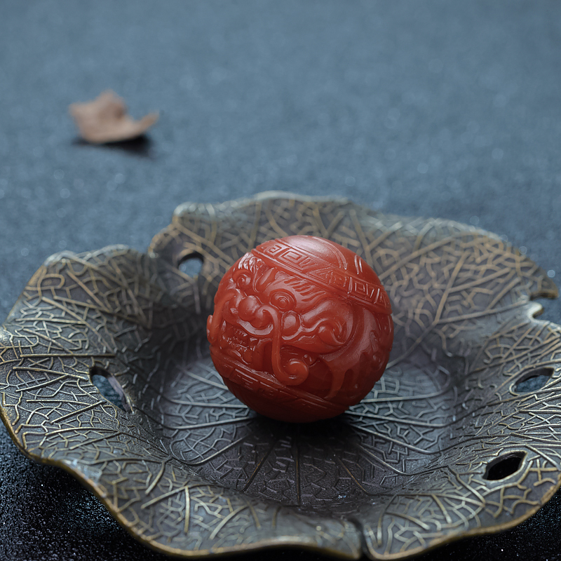 柿子红南红龙头珠-红掌柜