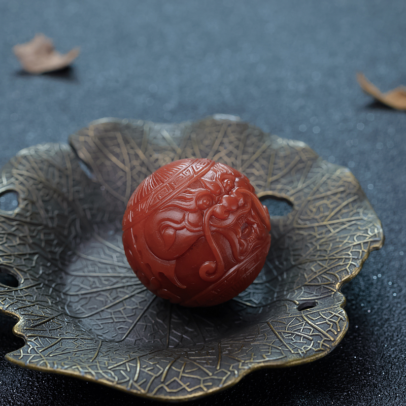 天然南红龙头珠-红掌柜