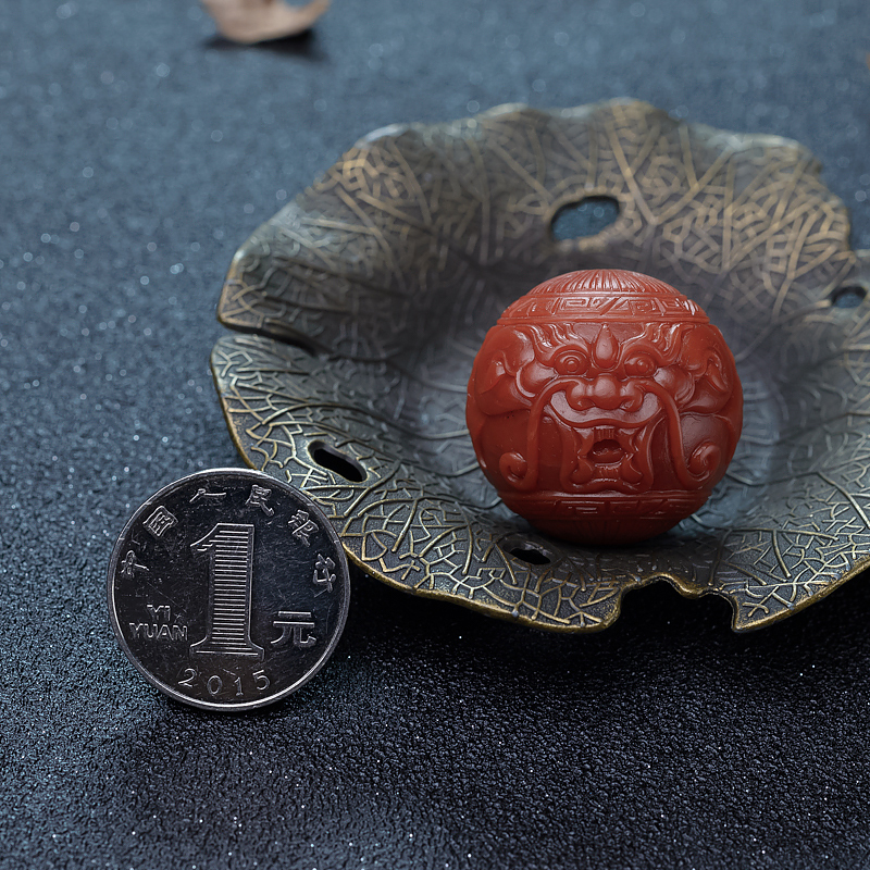 柿子红南红龙头珠-红掌柜