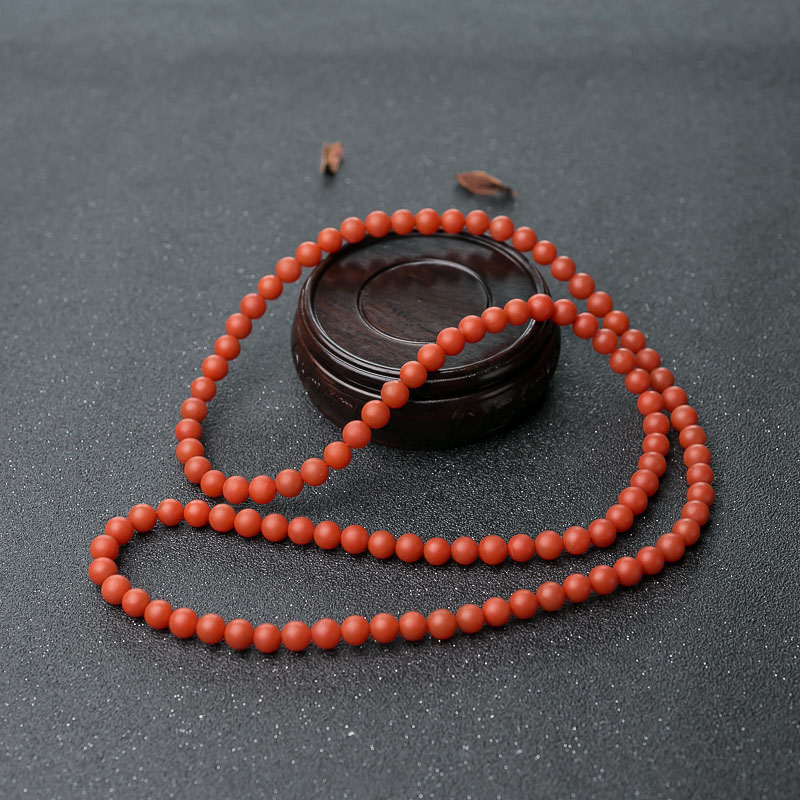 7.5mm柿子红南红108佛珠-红掌柜