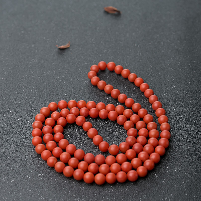 9mm柿子红南红108佛珠-红掌柜
