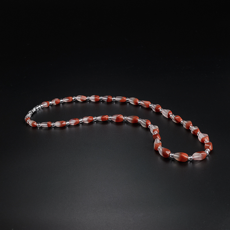 川料南红麻花聚宝盆项链-红掌柜