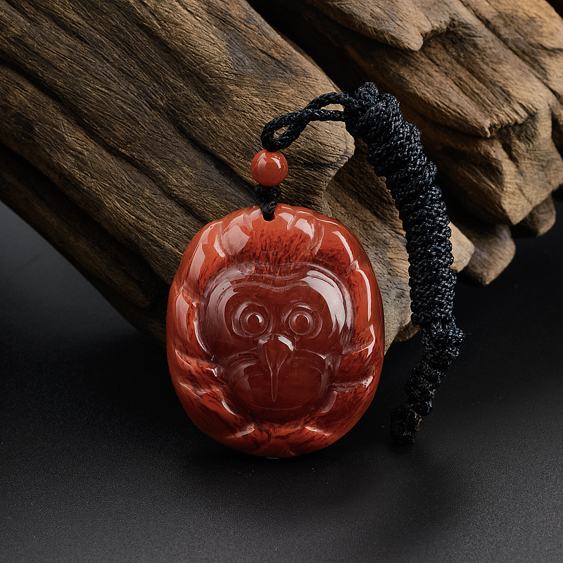九口料天然南红生肖猴吊坠-红掌柜