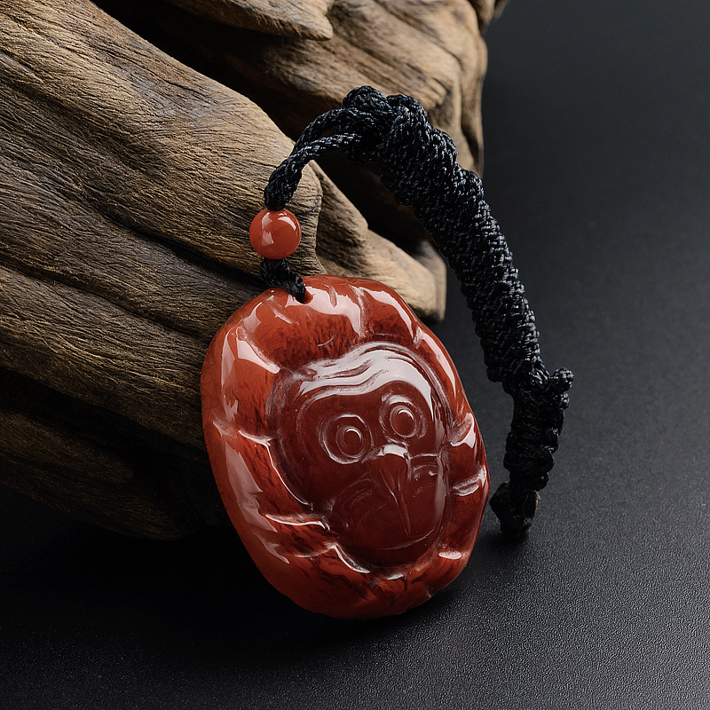 天然南红生肖猴吊坠-红掌柜