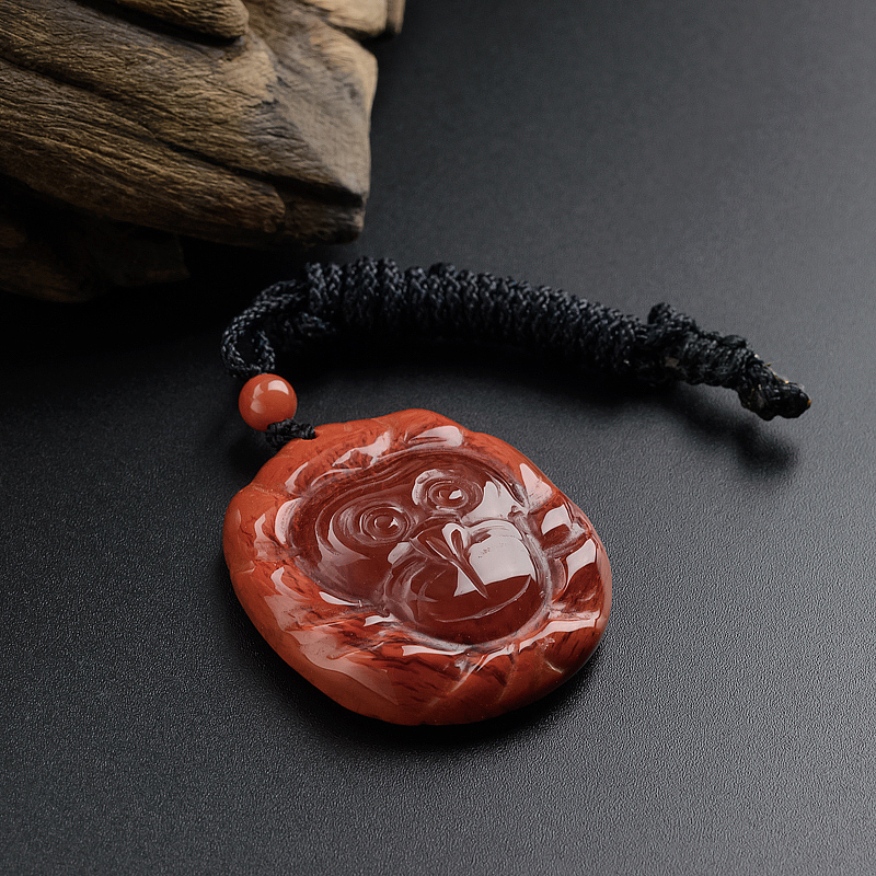 南红生肖猴吊坠-红掌柜
