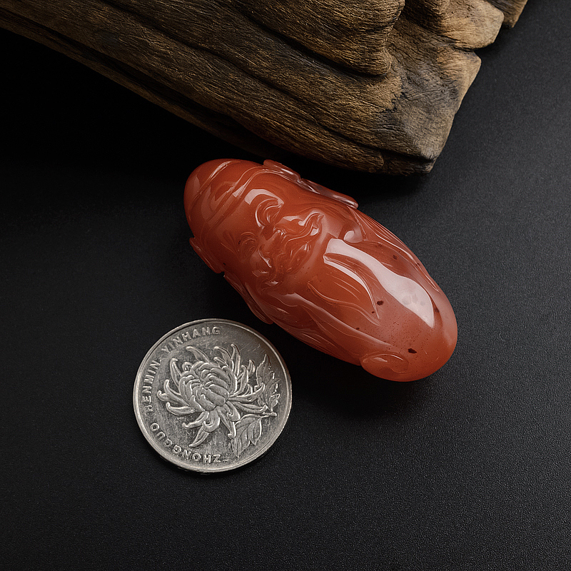 南红飘花财神吊坠-红掌柜