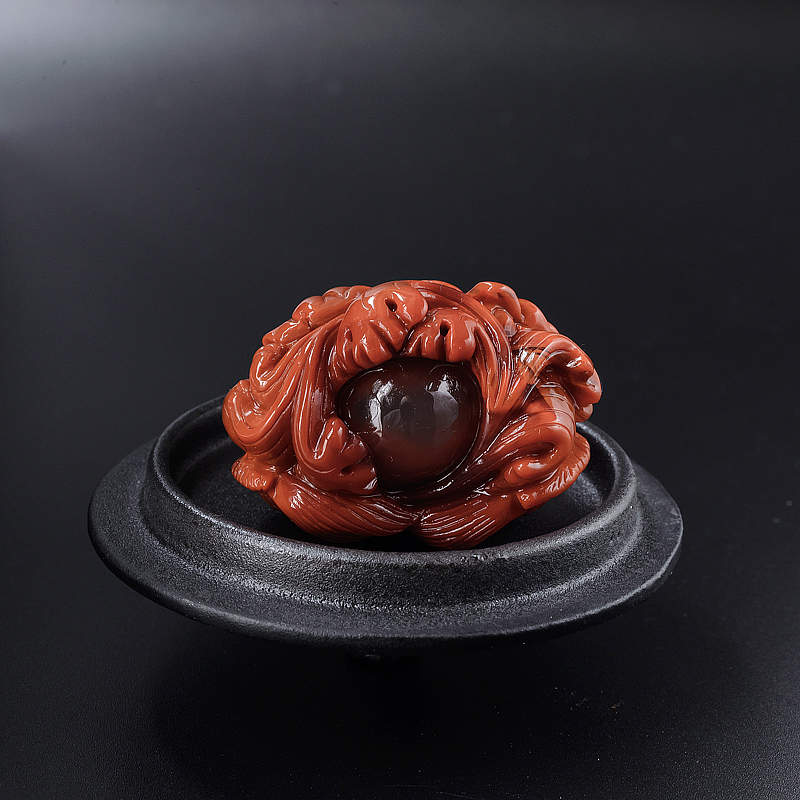 南红双鱼戏莲-红掌柜