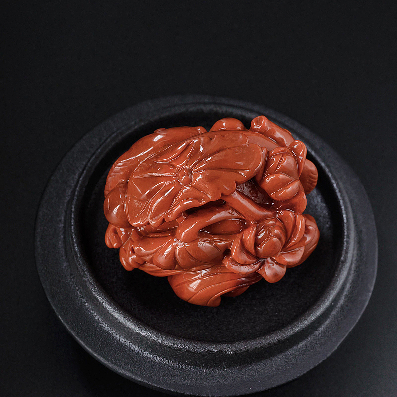 九口柿子红南红吊坠-红掌柜