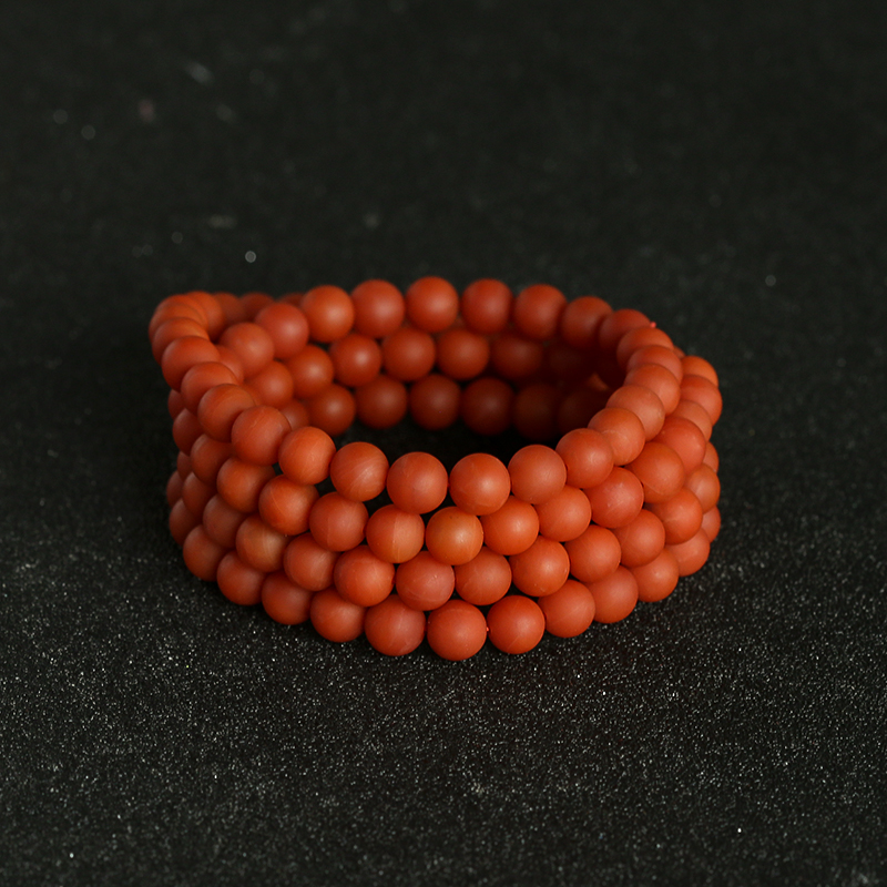 柿子红南红108颗佛珠手串-红掌柜