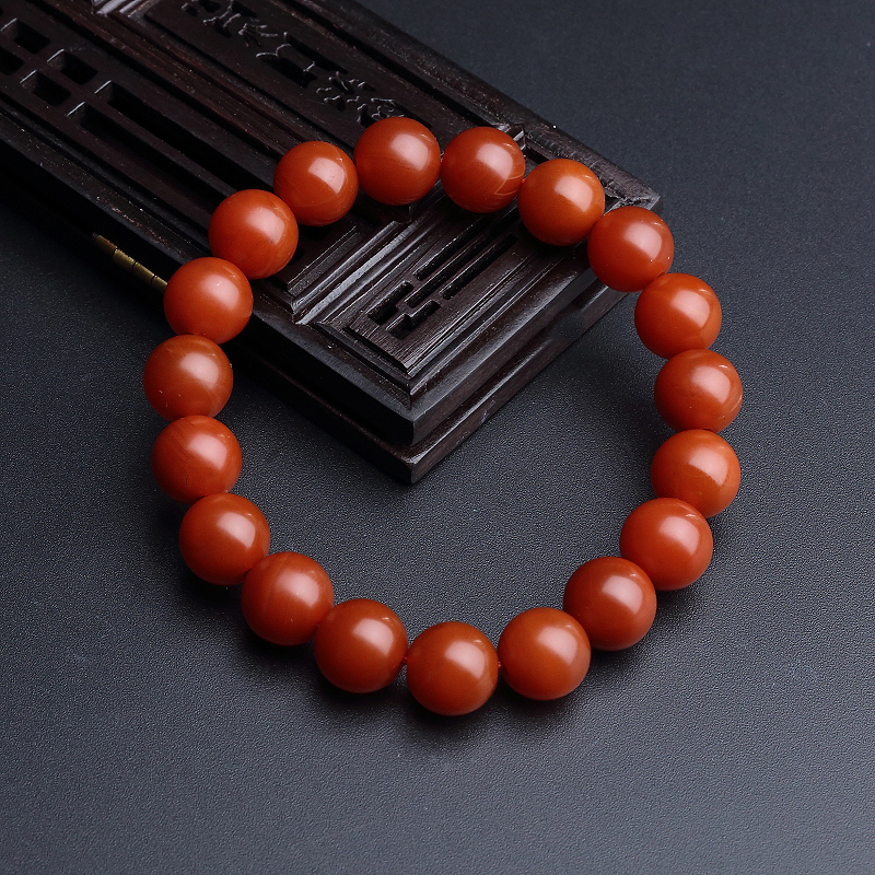 云南保山柿子红南红圆珠手串 - 红掌柜